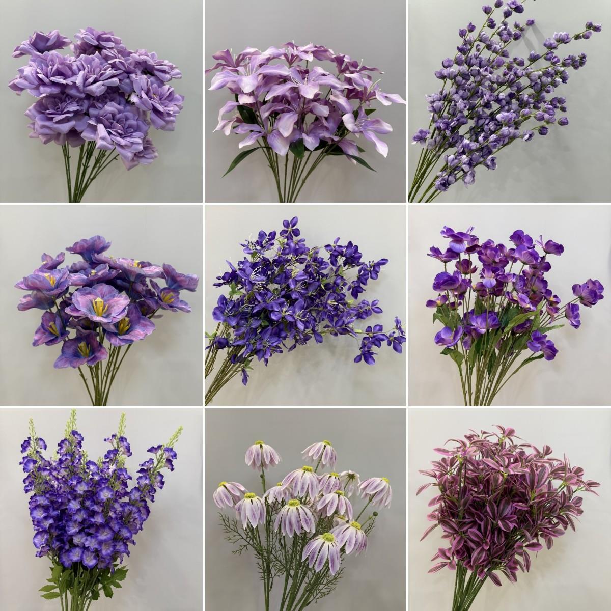 紫色系婚庆彷真花假花婚礼堂装饰插花悬吊式天花板花引花商场造景
