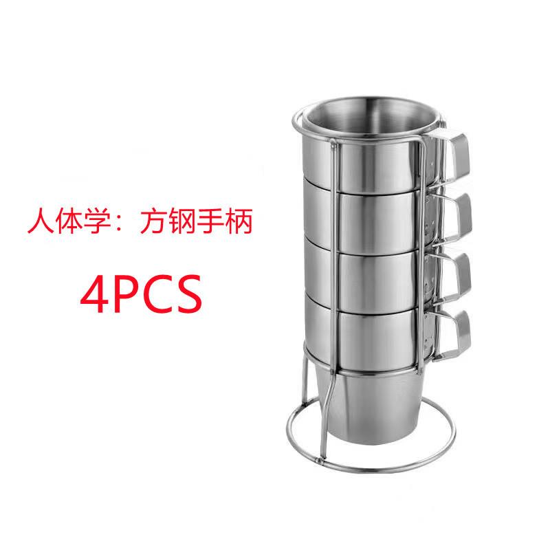 新款直销201/304不锈钢杯子套装双层儿童水杯带手柄茶杯咖啡杯马