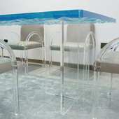 亚克力透明网红ins风悬浮餐桌 家用小户型靠墙手扶桌椅组合批发