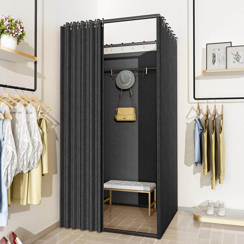 商场服装店试衣间轨道大半圆试衣间门帘简易落地更衣室方形换衣间