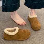 加绒毛毛雪地靴一脚蹬豆豆棉鞋 冬季 女2025新款 英国真皮全包勃肯鞋