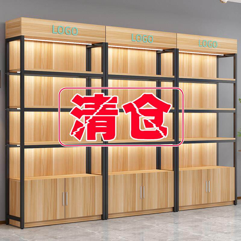 货架展示柜钢木置物架可调节陈列架落地简易超市多层收纳储物柜子