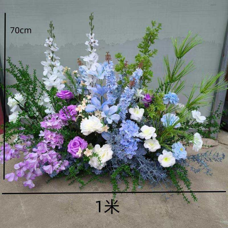 婚庆仿真花排婚礼森系蓝紫色婚礼布置路引绢花t台插花艺橱窗装饰