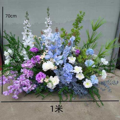婚庆仿真花排婚礼森系蓝紫色婚礼布置路引绢花t台插花艺橱窗装饰