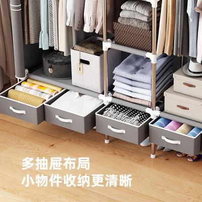 简易衣柜家用卧室出租屋收纳柜子组装布衣柜钢架结构结实耐用衣橱