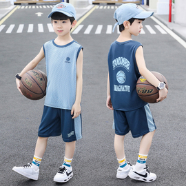 男童篮球服速干薄款无袖，套装夏季背心儿童，男孩夏装大童运动球衣潮