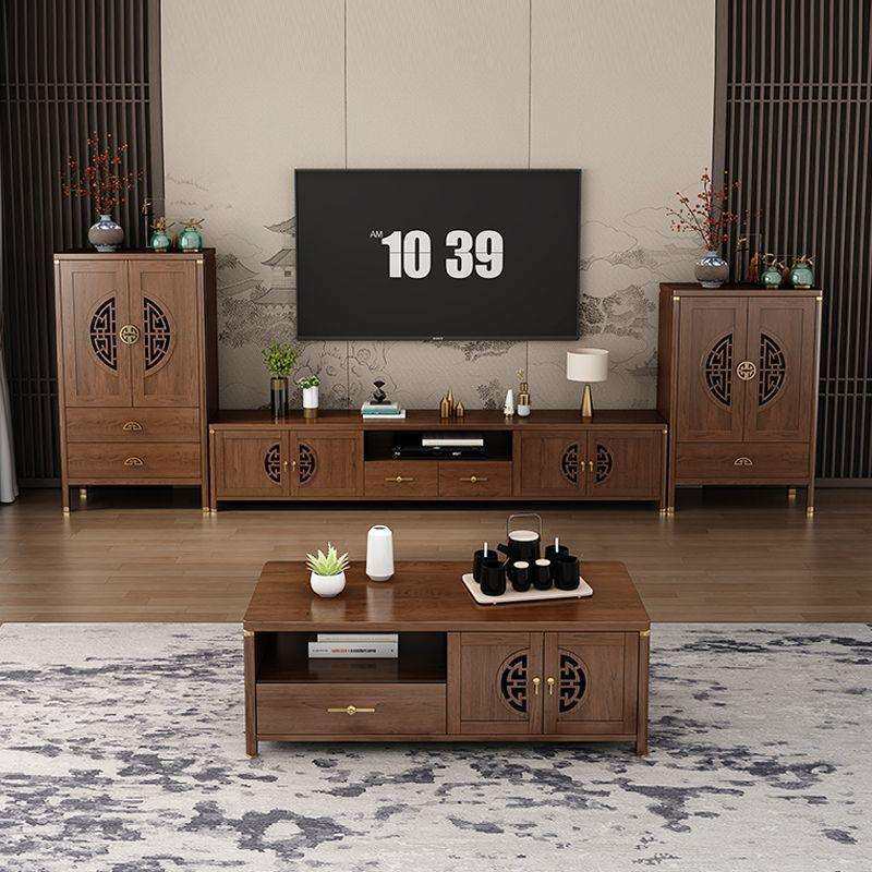 家用新款中式电视柜茶几柜一体组合套装客厅靠墙收纳储物柜小户型