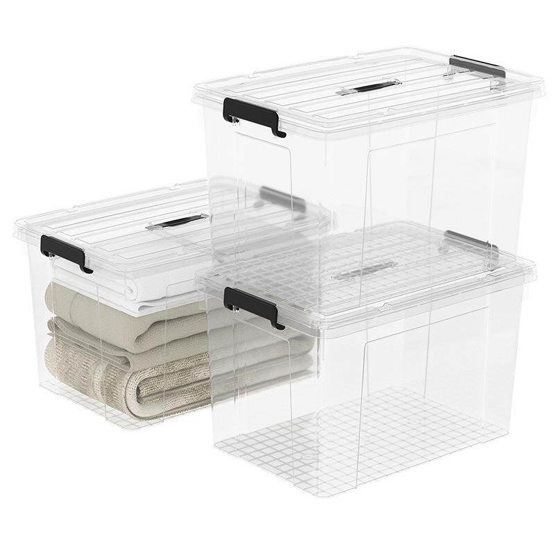 近直角高透明手提塑料厚收纳箱车载收纳盒家用客厅衣物收纳箱