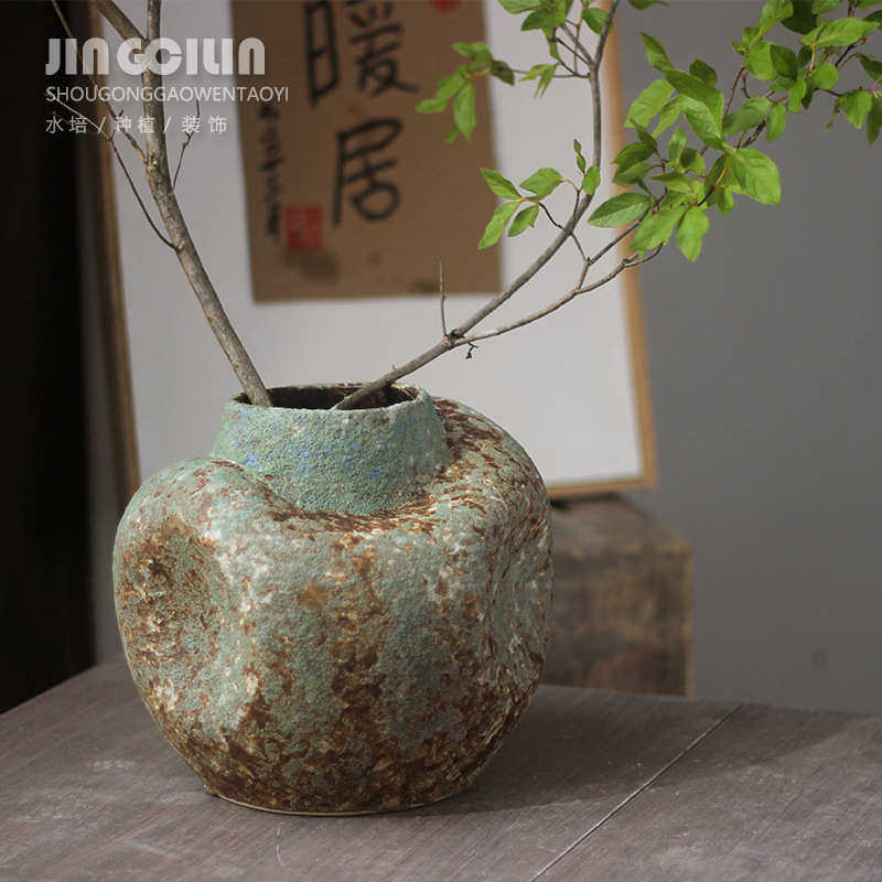 纯手工禅意创意风做粗糙花陶罐摆件花盆旧器侘花瓶寂插花陶瓷复古,家居饰品,仿真花/假花,淘宝优惠券,粉丝福利购,淘宝优惠卷