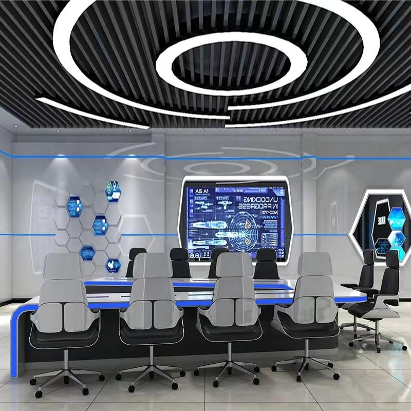 创意科技感U型会议桌多功能智能视频办公桌无纸化升降调节展示桌
