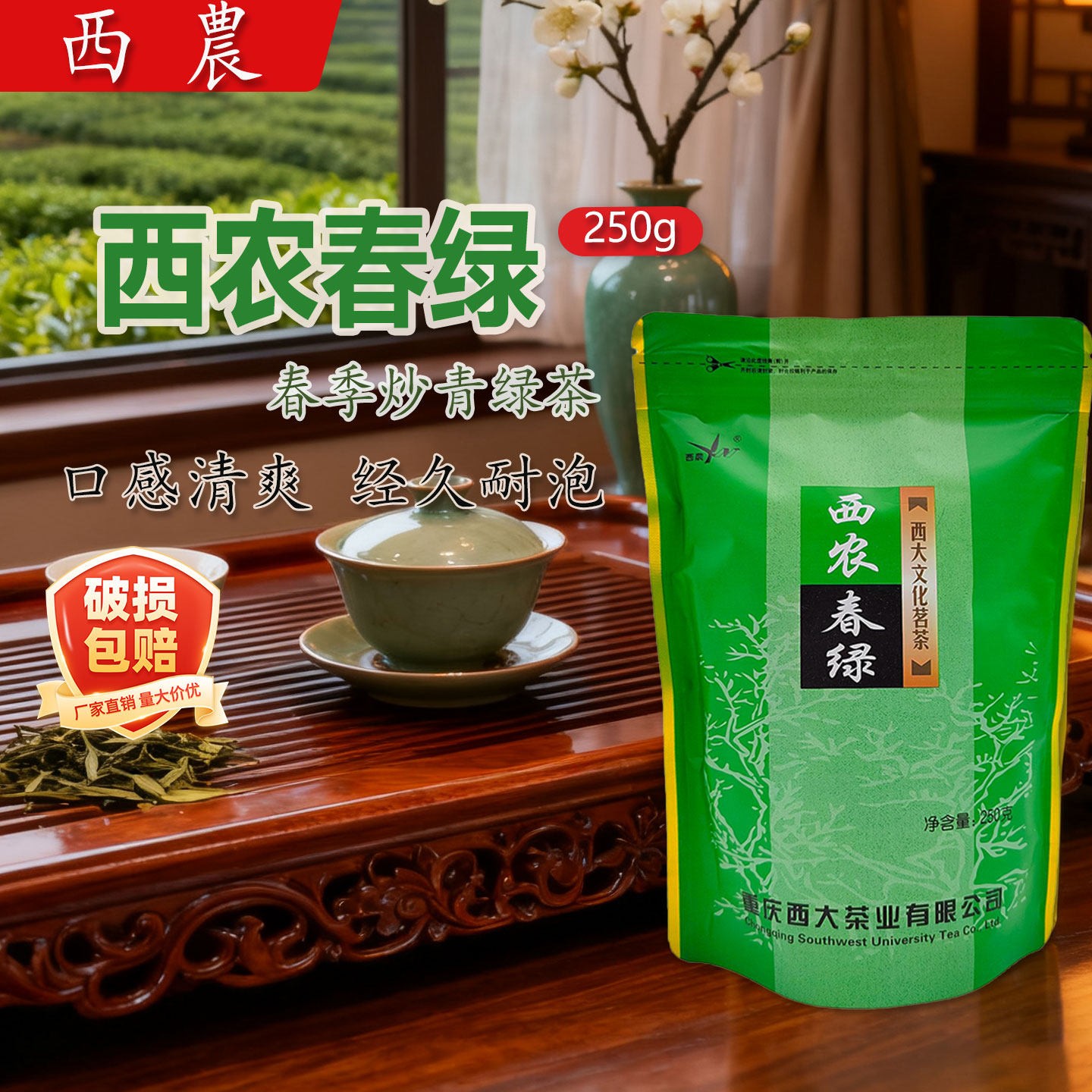 西农春绿250g克春季炒青绿茶西大文化茗茶家用重庆茶叶绿茶