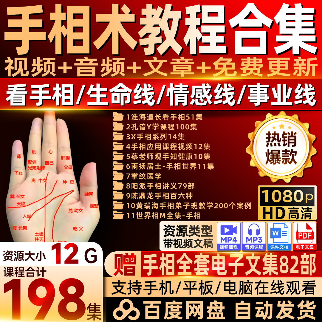 事业识生命相面教学合集人相入门手术知掌纹课程术感情健康视频