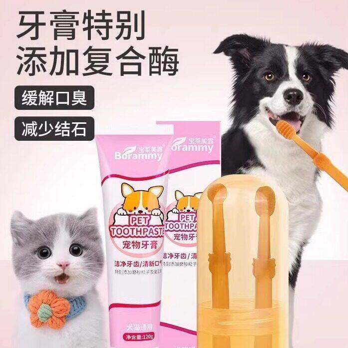 宠物猫咪硅胶小牙刷猫刷牙狗狗牙膏套装除口臭可食用牙齿清洁用品