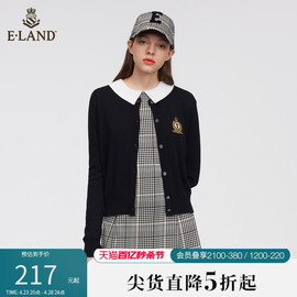 eland衣恋针织开衫女春秋，款学院风，针织开衫毛衣娃娃领上衣