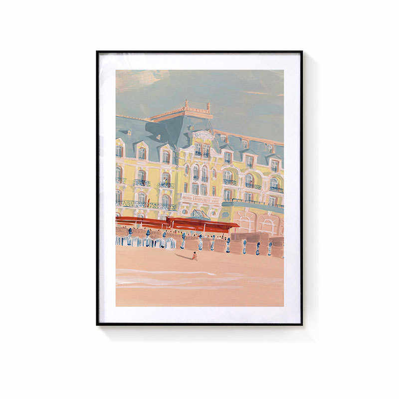 北欧复古小众loft自然风景公园装饰画卡通简笔绘画森林挂画客厅