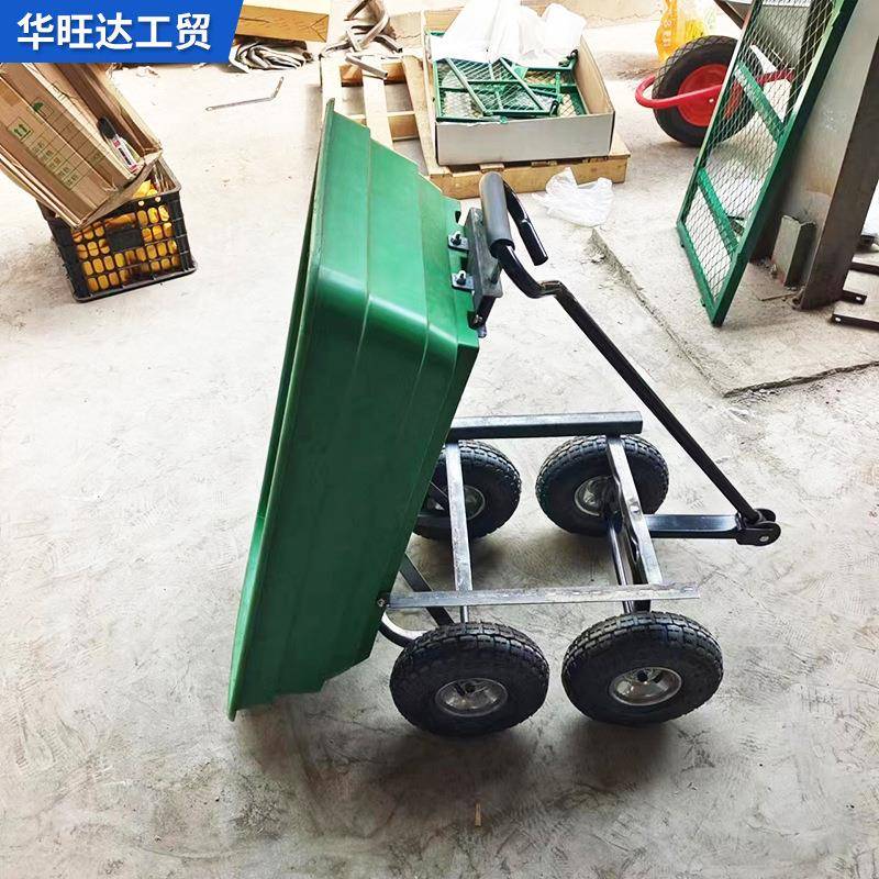 四轮塑料翻斗车农用工具车户摆摊手拉平板车外拉货斗搬14运车翻车