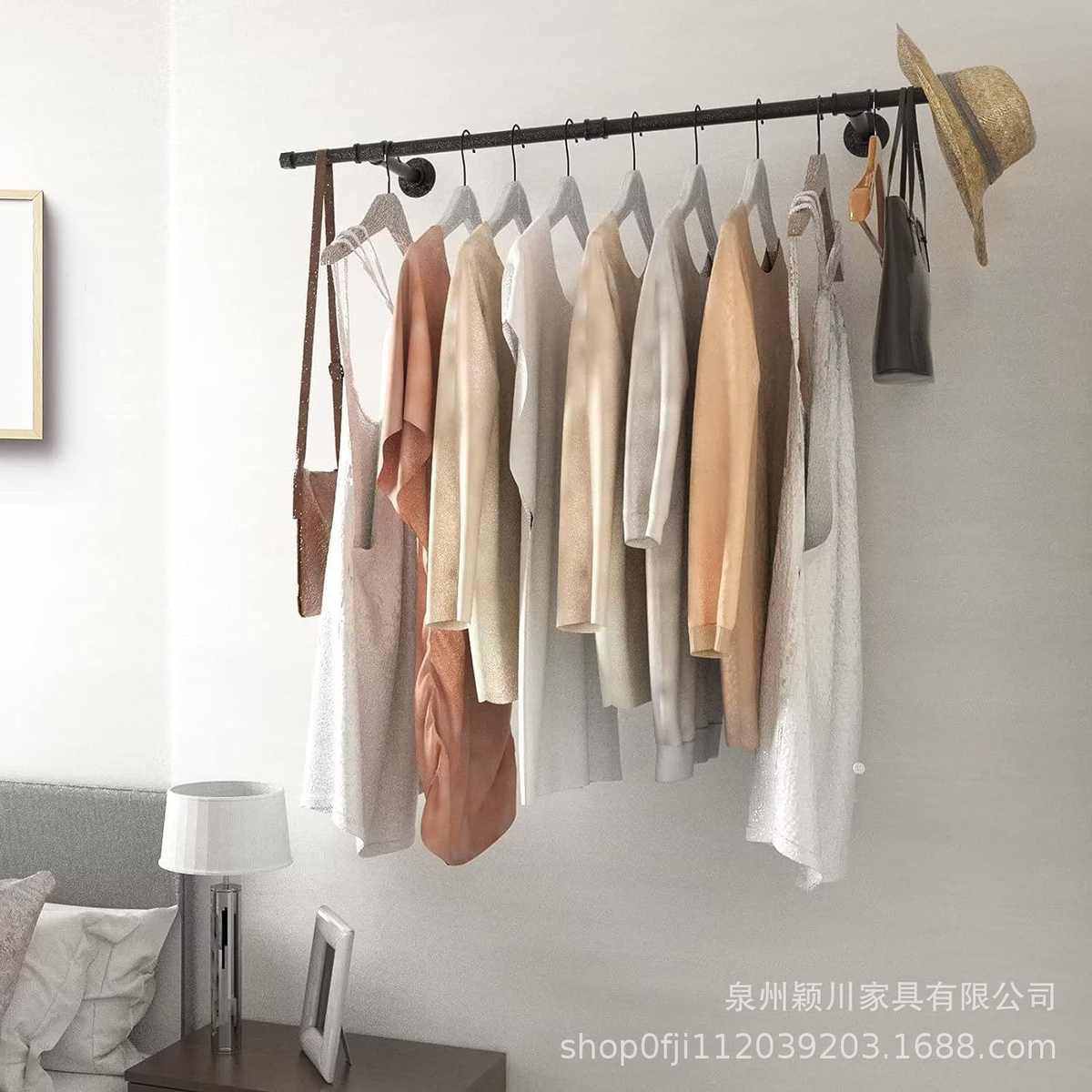 壁挂式衣架 挂衣杆 工业管道壁橱杆 壁橱用金属挂杆 多功能挂杆,收纳整理,衣帽架,淘宝优惠券,粉丝福利购,淘宝优惠卷