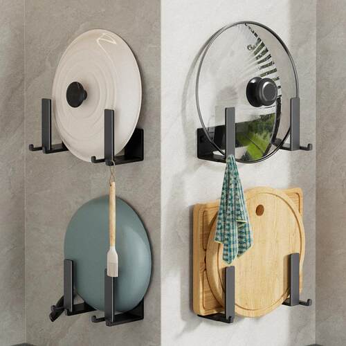 Wall-mounted kitchen storage rack, no drilling required, for