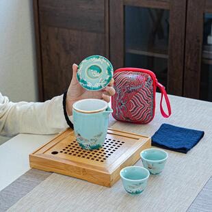新款旅行茶具套装便携式快客杯一壶二杯用户外泡茶器