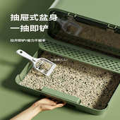 猫砂盆全封闭式 防外溅特大高围栏巨型猫厕所沙盆防臭 超大号抽屉式