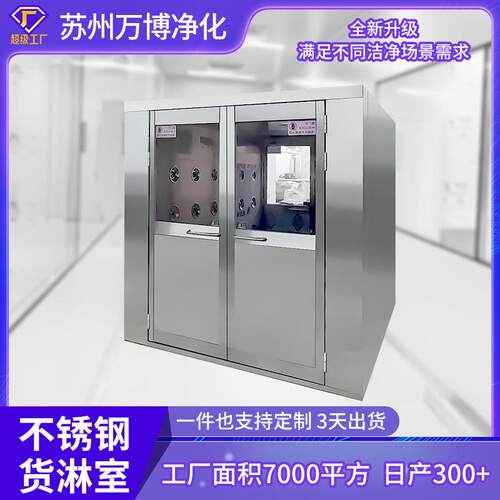 双开门货淋室感应食品厂包装无尘车间304不锈钢自动风淋室风淋房