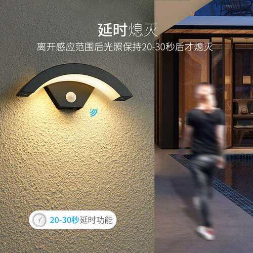 新款直销户外防水壁灯 扇形人体感应LED月亮壁灯现代简约别墅庭院