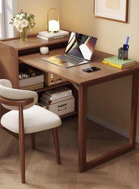 用实QVP木转折叠桌书架一体卧室家电脑桌小户型学习书柜角子桌书