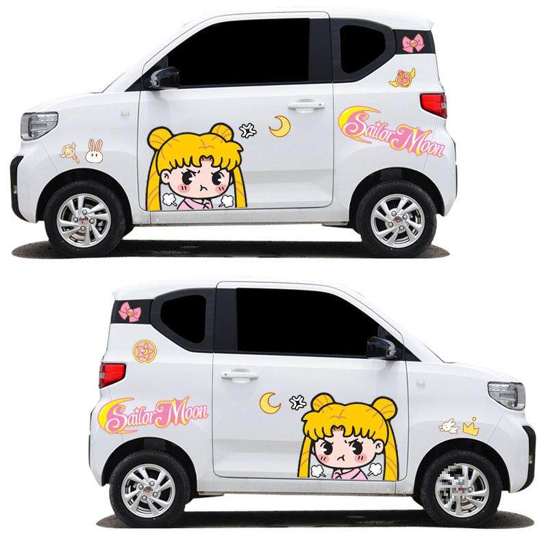 五菱宏光车贴机器猫宝骏美少女欧拉车身装饰新能源汽车贴纸