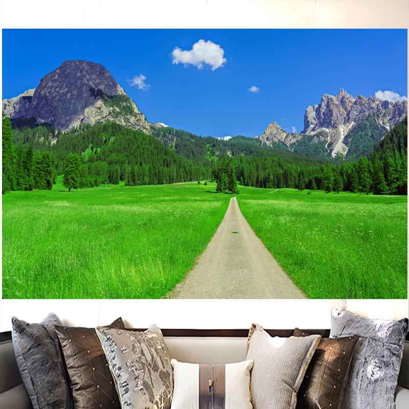 森林树林高山小路自然风景画客厅沙发背景墙装饰画靠山招财墙贴画图片