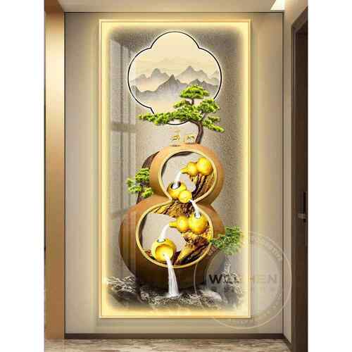 葫芦led带灯轻奢入户玄关装饰画走廊过道挂画壁画简约现代高级感