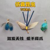 天然羽毛逗猫棒替换头仿昆虫替换头猫玩具蝴蝶蝉蛹小尺寸玩具