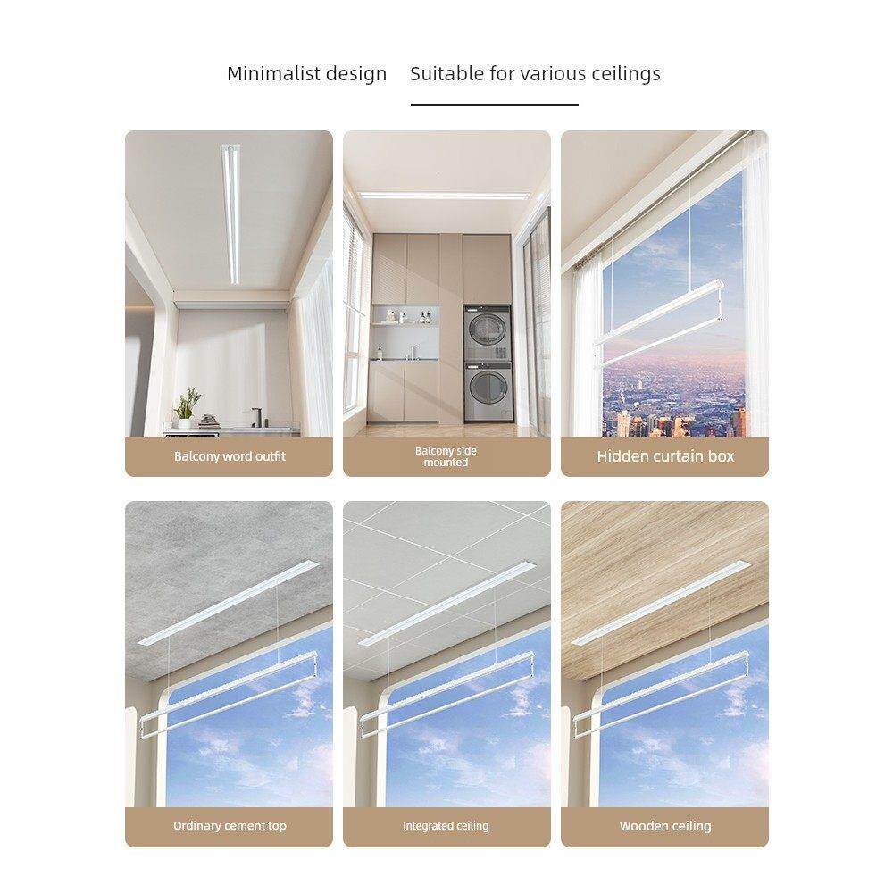 盼盼隐形电动晾衣架家用阳台遥控智能可调隐藏嵌入式晾衣杆隐藏烘