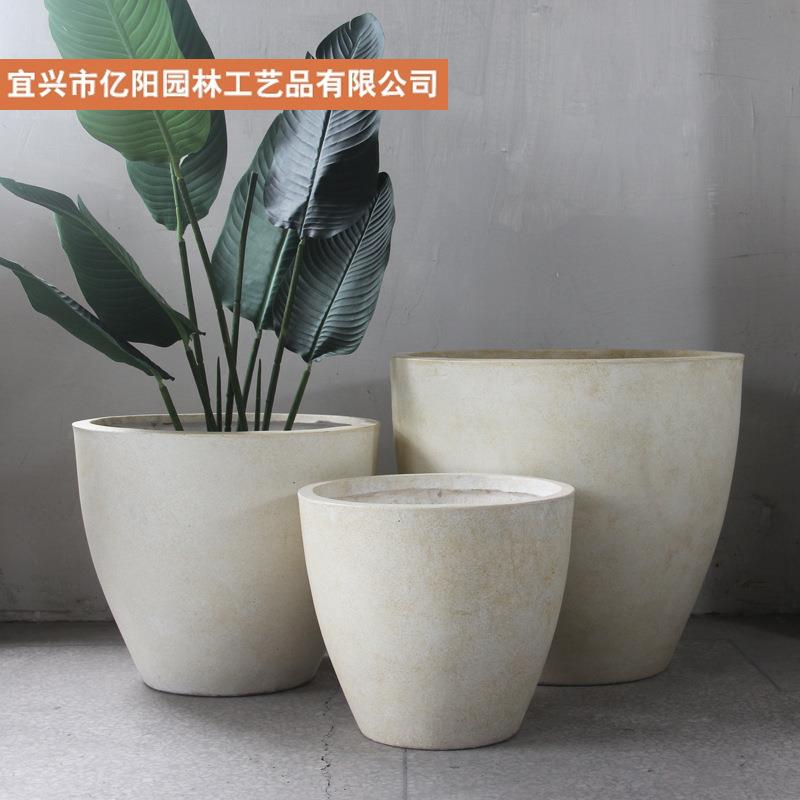 亿阳园林别墅景观花盆简约北欧工业风水泥菱镁花盆菱形矮圆形