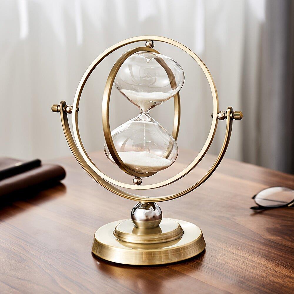 HEDU地球仪Vintage时间沙漏计时器摆件玻璃沙漏高级感流沙工艺品