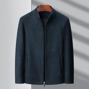 Y夹男中老年商务立羊绒外套爸爸装 秋毛装 羊D 休闲领拉克链 新款