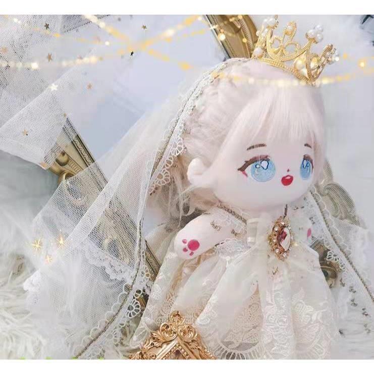 棉花娃娃衣服国风20cm娃衣手工婚纱带钻娃衣男娃公仔换装明星女孩
