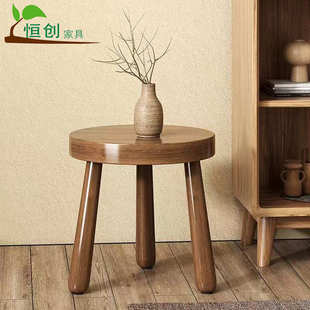 凳圆形 实木小凳子家用加厚板凳客厅沙发脚踏凳子原木圆凳门口换鞋