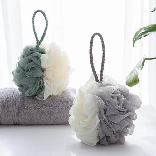 Large Bath Puff, Color-Block Bath Flower Soft Exfoliating Wo