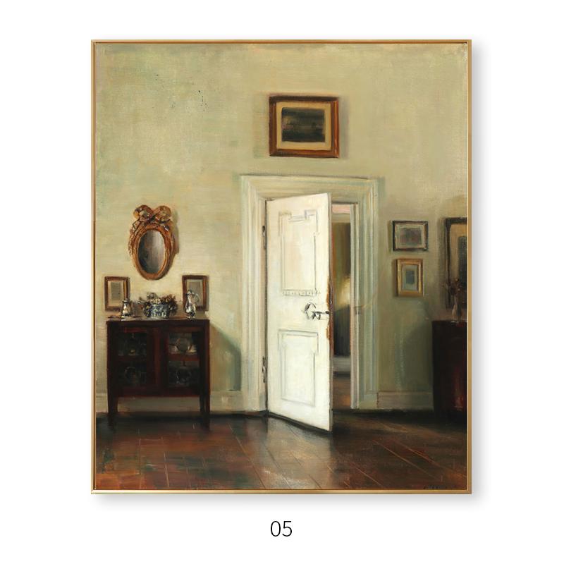 风格客厅人物女子画装饰画建筑复古法式古典窗户书房文艺卧室挂画
