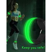 发光跑步手臂带led充电运动手环夜跑骑行信号灯绑腿腕带反光装 备