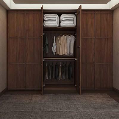 北美FAS黑胡桃木骨骼线大衣柜嵌入式一门到顶实木卧室柜原木工厂