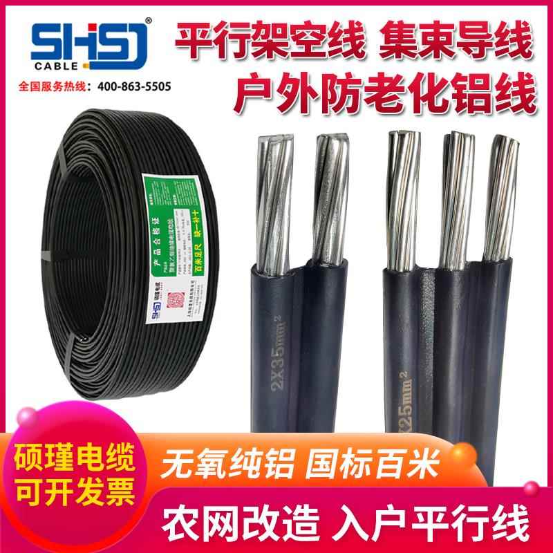 户外铝线国标电线家用2/3芯6 10 16 25平方电缆架空平行集束导线