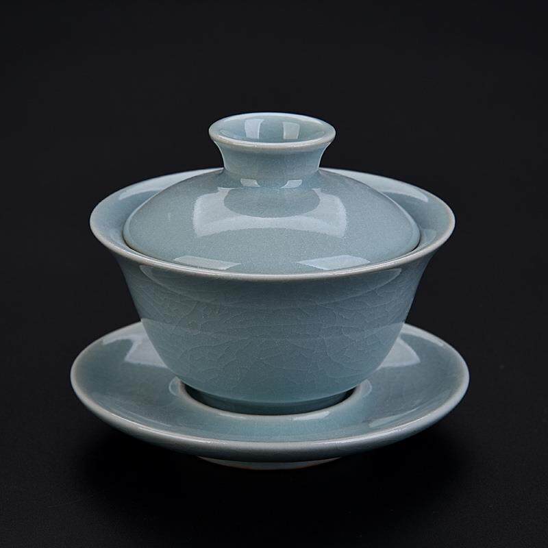 五名窑三才盖碗陶瓷大号茶碗家用官定汝哥钧窑泡茶茶具陶瓷泡茶杯