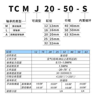 星辰TCM/TCMJ12/126/20/25/32-6622100-0-5-3-50-75可调三轴导杆