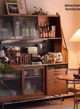 北欧实木餐具柜覆古一体柜茶柜日式简约高柜入口柜多功能收纳柜