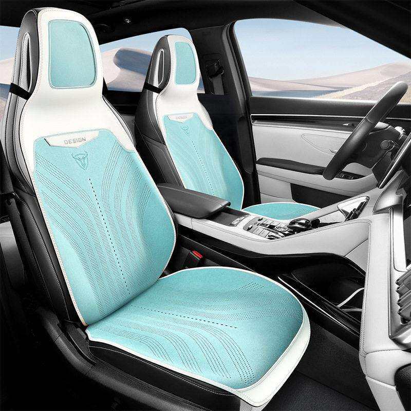 新款翻毛皮汽车坐垫运动?椅垫子四季通用小蛮腰四季麂皮座垫透气