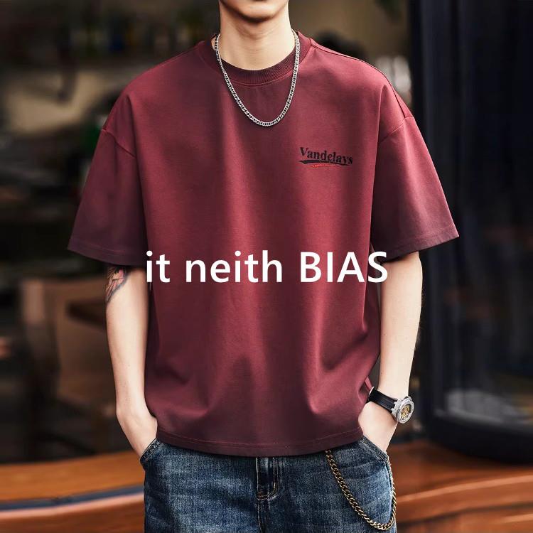 it neith BIAS美式重磅短袖t恤男士夏季宽松潮牌休闲安可拉红T恤