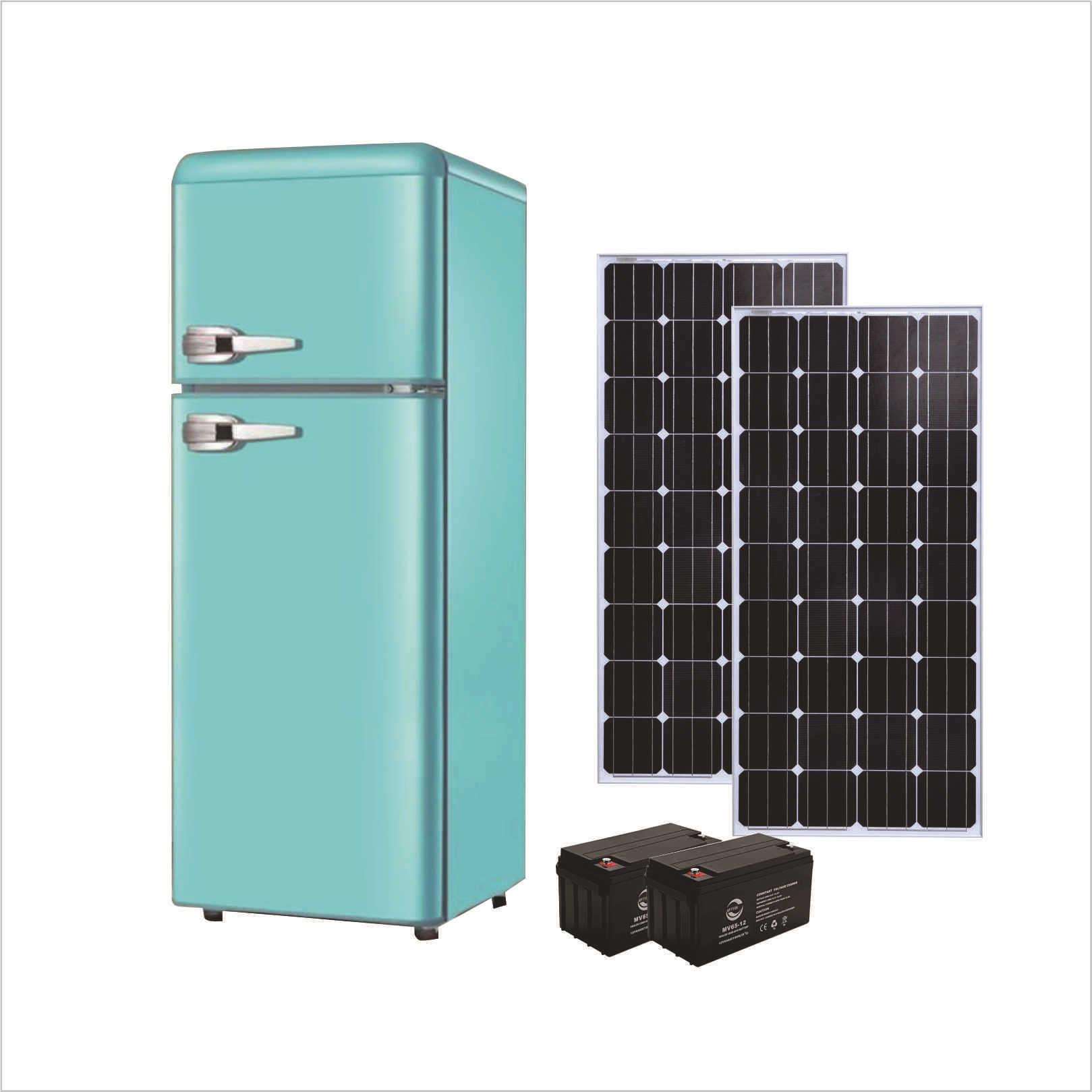 128L太阳能复古冰箱DC12V/24V直流复古冰箱房车专用复古冰箱