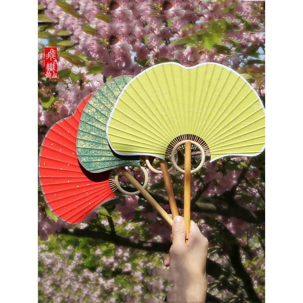 漆画扇子古风团扇宣纸空白蒲扇国风手绘国画水彩画漂漆蝴蝶扇