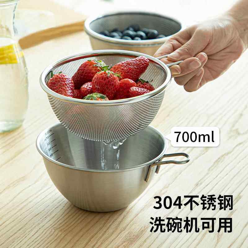 日本进口无印不锈钢沥水篮迷你洗水果篮子草莓洗米洗菜篮料理碗